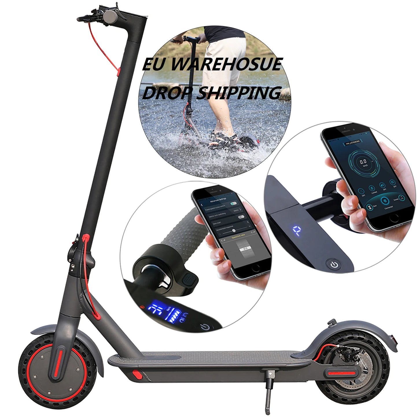 AOVOPRO 7.8-10.5AH Electric Scooter | 350W 31KM/H Foldable Electric Kick Scooter | 8.5 Inch APP Smart E-scooter for Adults - Glamour Touch