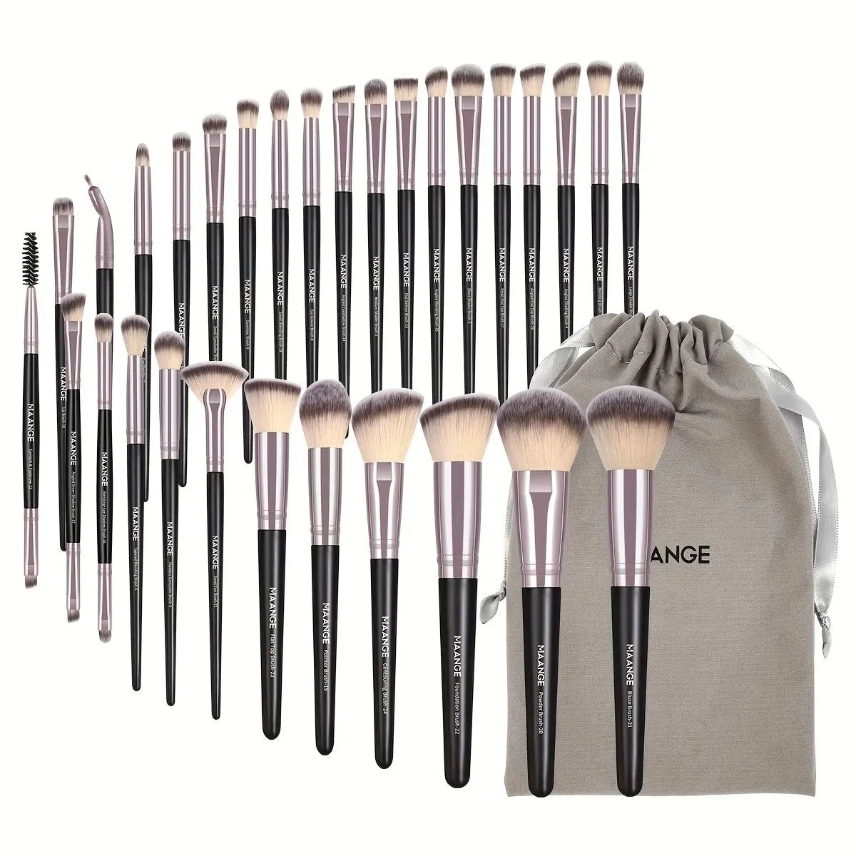 30 pcs Professional Makeup Brush Set | Foundation Concealers | Eye Shadows Powder Blush Blending Brushes | Beauty Tools with Bag - Glamour Touch