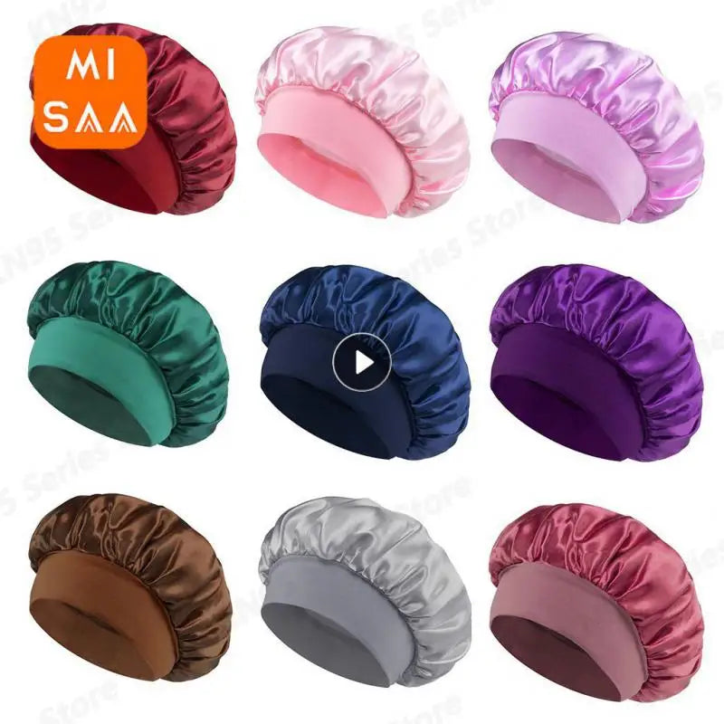 Women Bonnet | Satin Sleeping Hat Hair | Night Sleep Cap | Head Cover Bonnets | Shower Caps | Silk Bonnets | Sauna Home Anti-frizz Hair Cap - Glamour Touch