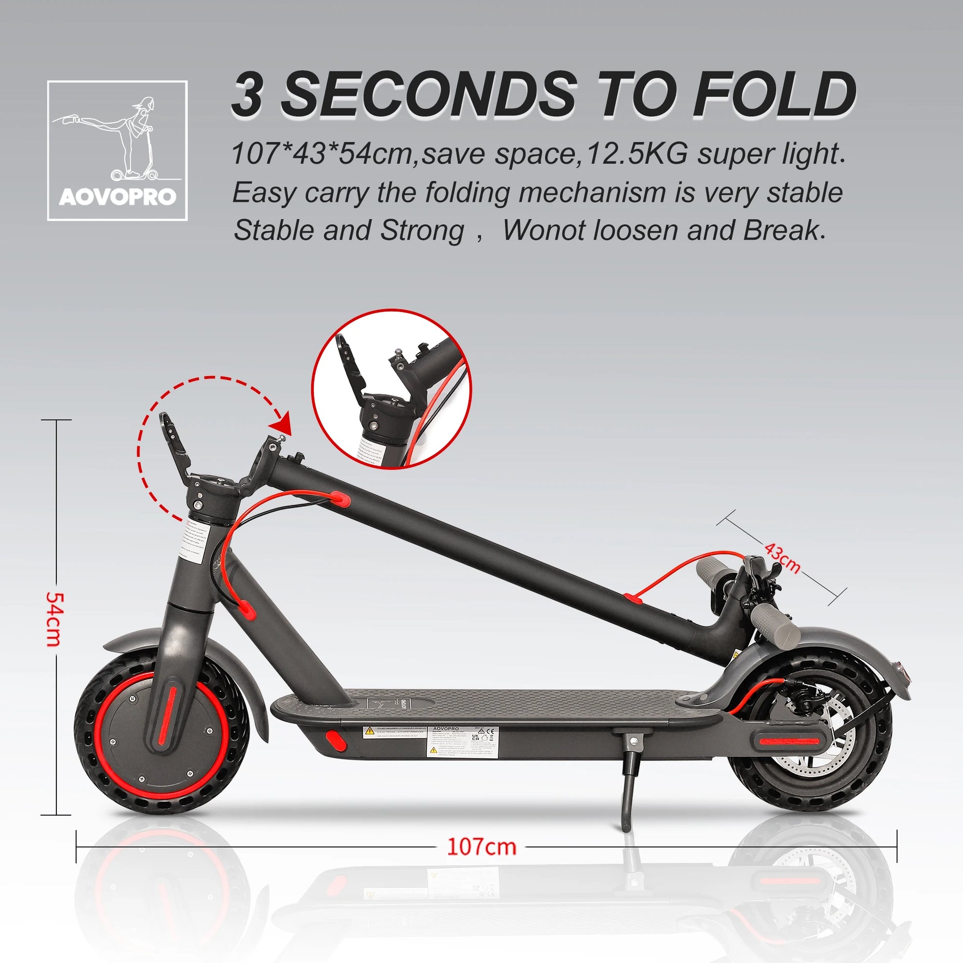 AOVOPRO 7.8-10.5AH Electric Scooter | 350W 31KM/H Foldable Electric Kick Scooter | 8.5 Inch APP Smart E-scooter for Adults - Glamour Touch