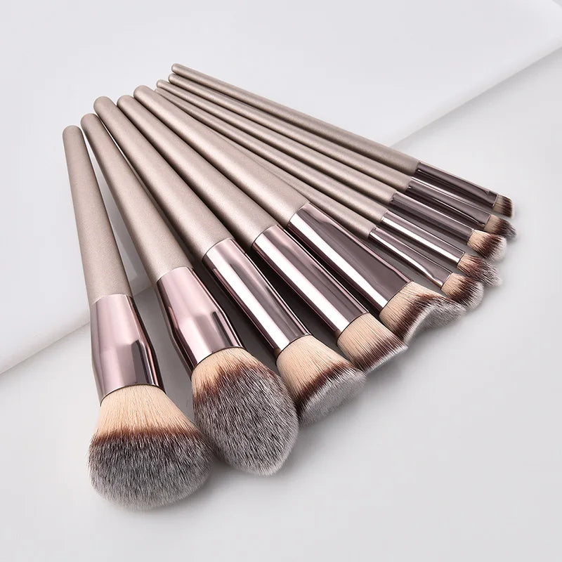 Hot Champagne Makeup Brushes Set for Women|  Cosmetic Foundation Powder Blush | Eyeshadow Kabuki Blending Make Up Brush | Beauty Tools - Glamour Touch