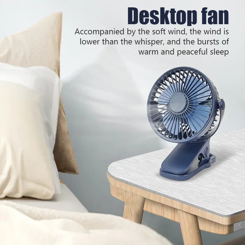 Baby Stroller Clip Fan | Portable Mini Hand Clip Fan USB Charging Quiet Desktop Electric Fan High Quality - Glamour Touch