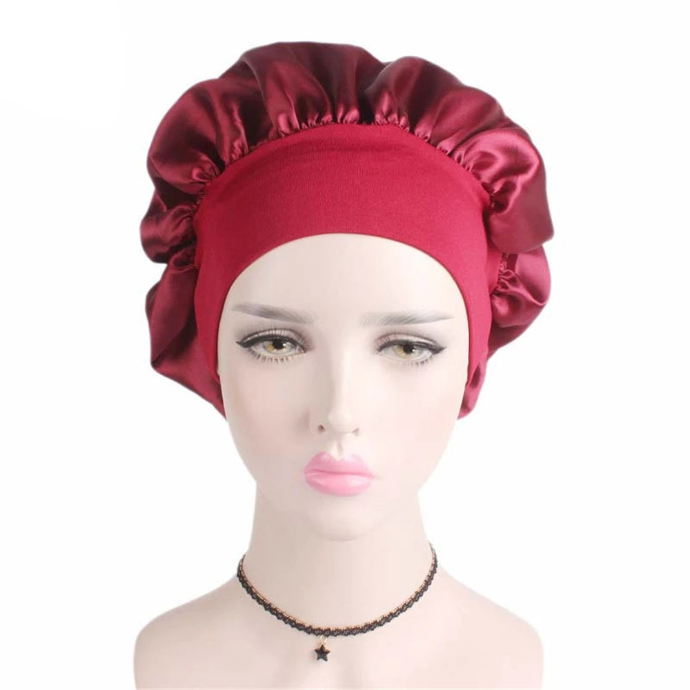 Women's Satin Solid Sleeping Hat | Night  Hair Care Bonnet | Nightcap For Women Men | Unisex Cap