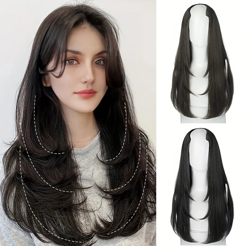 Synthetic Women's Styling Long Hair | Extra Long Hair Synthetic Wigs | Layered Hair Extensions Top of the Head | Increase Hair - Glamour Touch