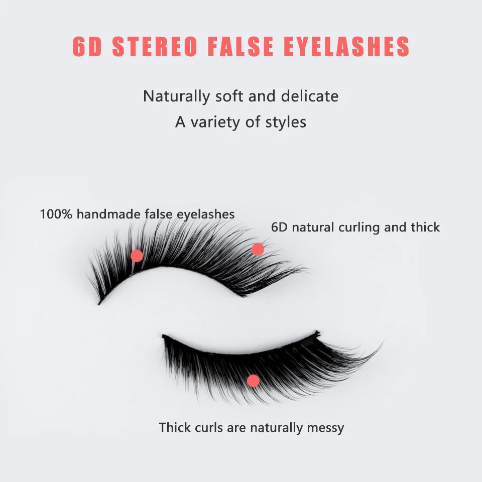 7 Pairs Fluffy False Eyealshes | Fox Cat Eye Lashes | Winged False Eyelashes With Eyeliner Effect | Natural Look | 6D Silk Lashes - Glamour Touch