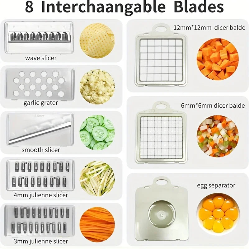 Professional Vegetable Chopper & Slicer | 8-in-1 Food Cutter