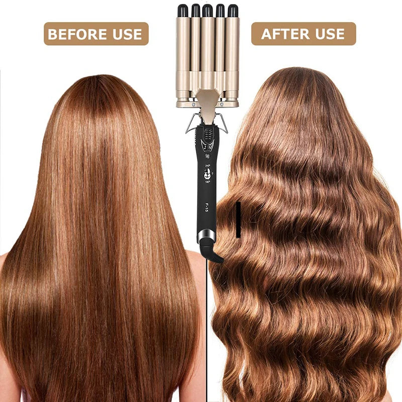 Professional Hairdressing non-straight hair five-tube curling rod splint big wave hair perm automatic hair curler