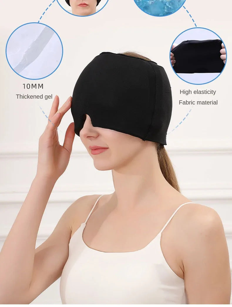 Migraine Relief Hat | headache hat |Hot Cold Therapy | Ice Cap For Pain Relieve | Ice Hat | Head Wrap Massage |Sleep Tool - Glamour Touch