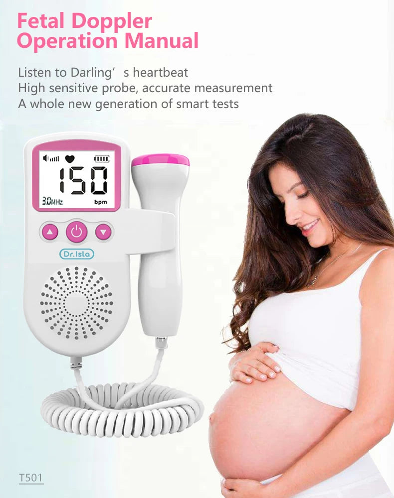 Ultrasound Doppler | Fetal Portable Baby Monitor | Pregnant Women Heart Rate Monitor |No Radiation |Sonar for Home - Glamour Touch