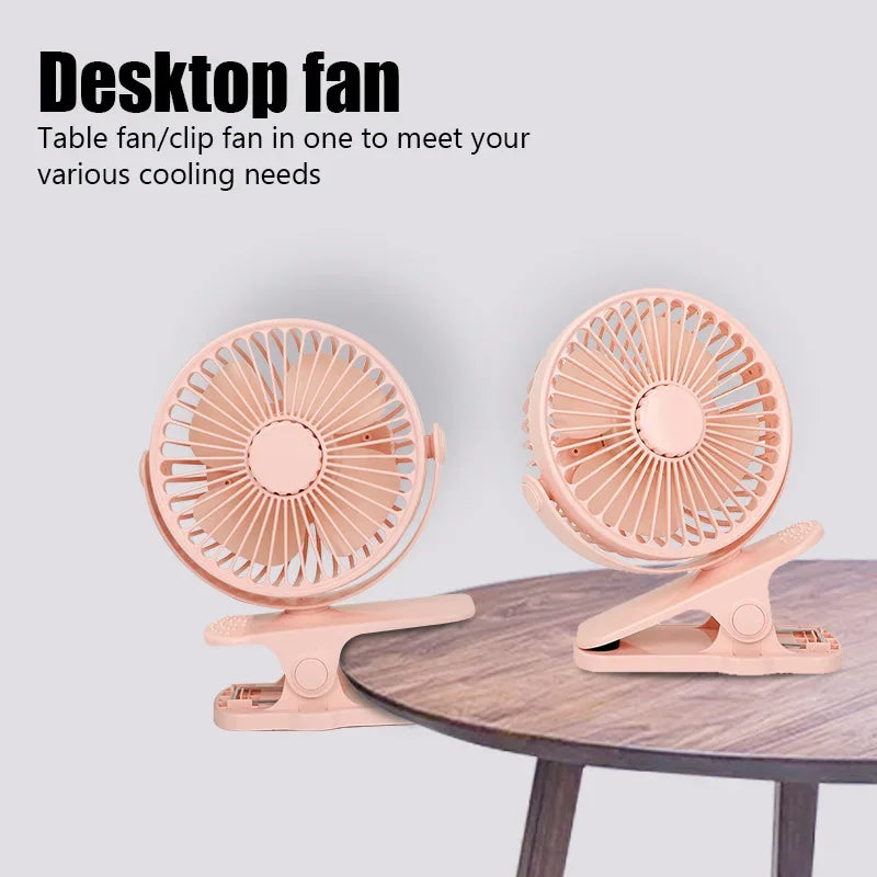 Baby Stroller Clip Fan | Portable Mini Hand Clip Fan USB Charging Quiet Desktop Electric Fan High Quality - Glamour Touch