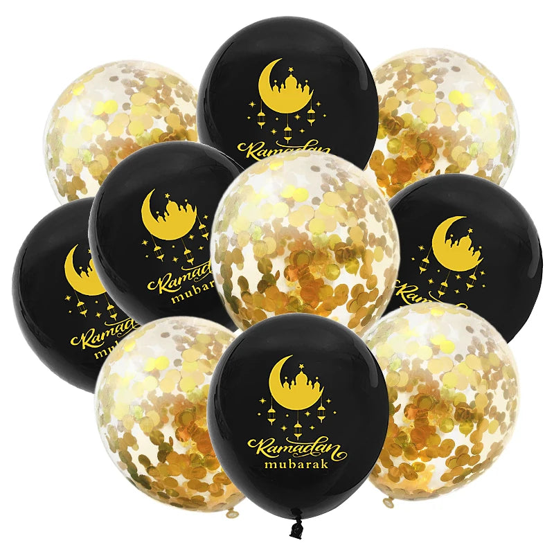 10Pcs Eid Mubarak Latex Balloon | Ramadan Kareem Decoration | Air Globos Ramadan Mubarak | Muslim Islamic Festival Party Supplies - Glamour Touch