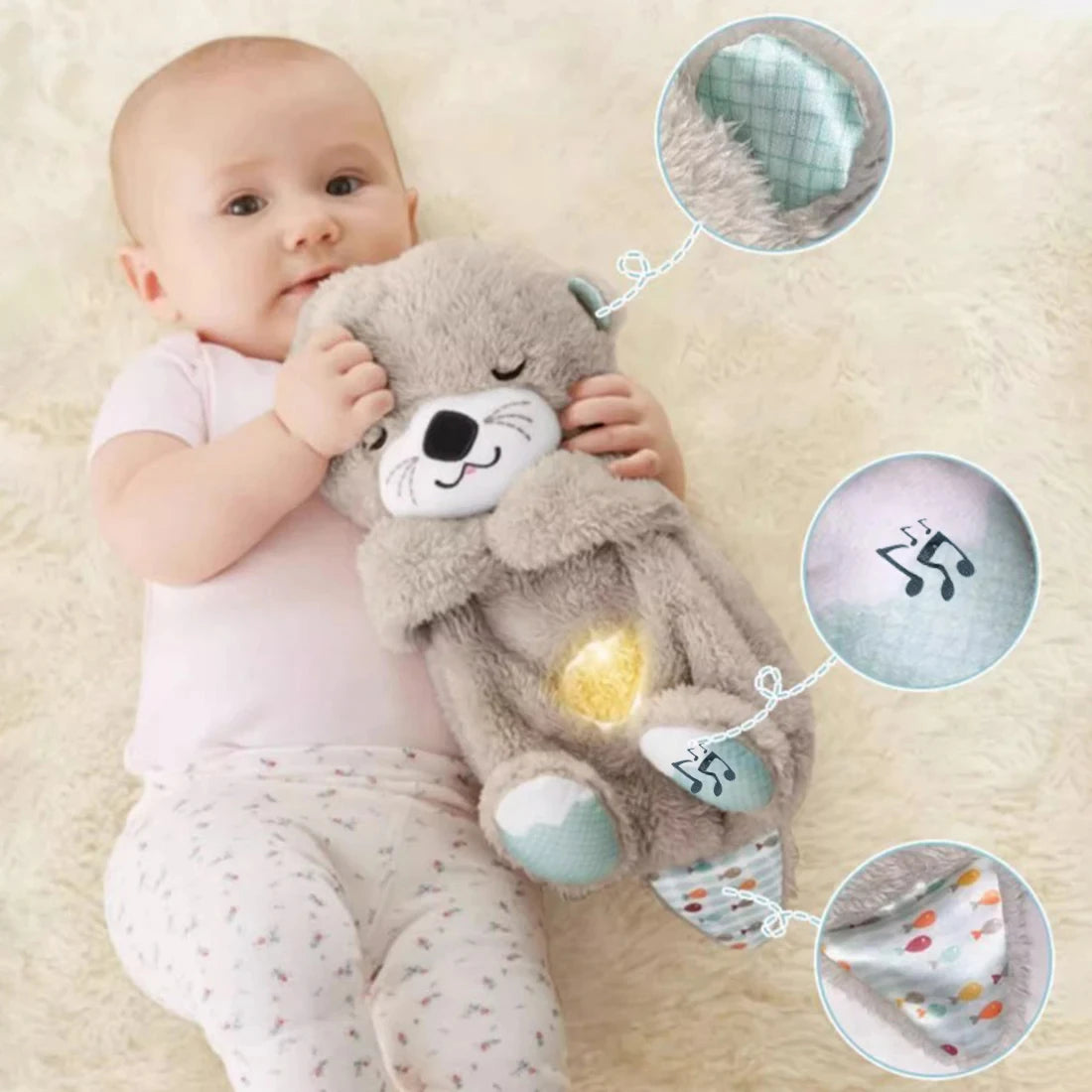 Breathing Bear Baby Soothing Otter Plush Toy Baby Kids Soothing Sleeping Companion Toy Gift