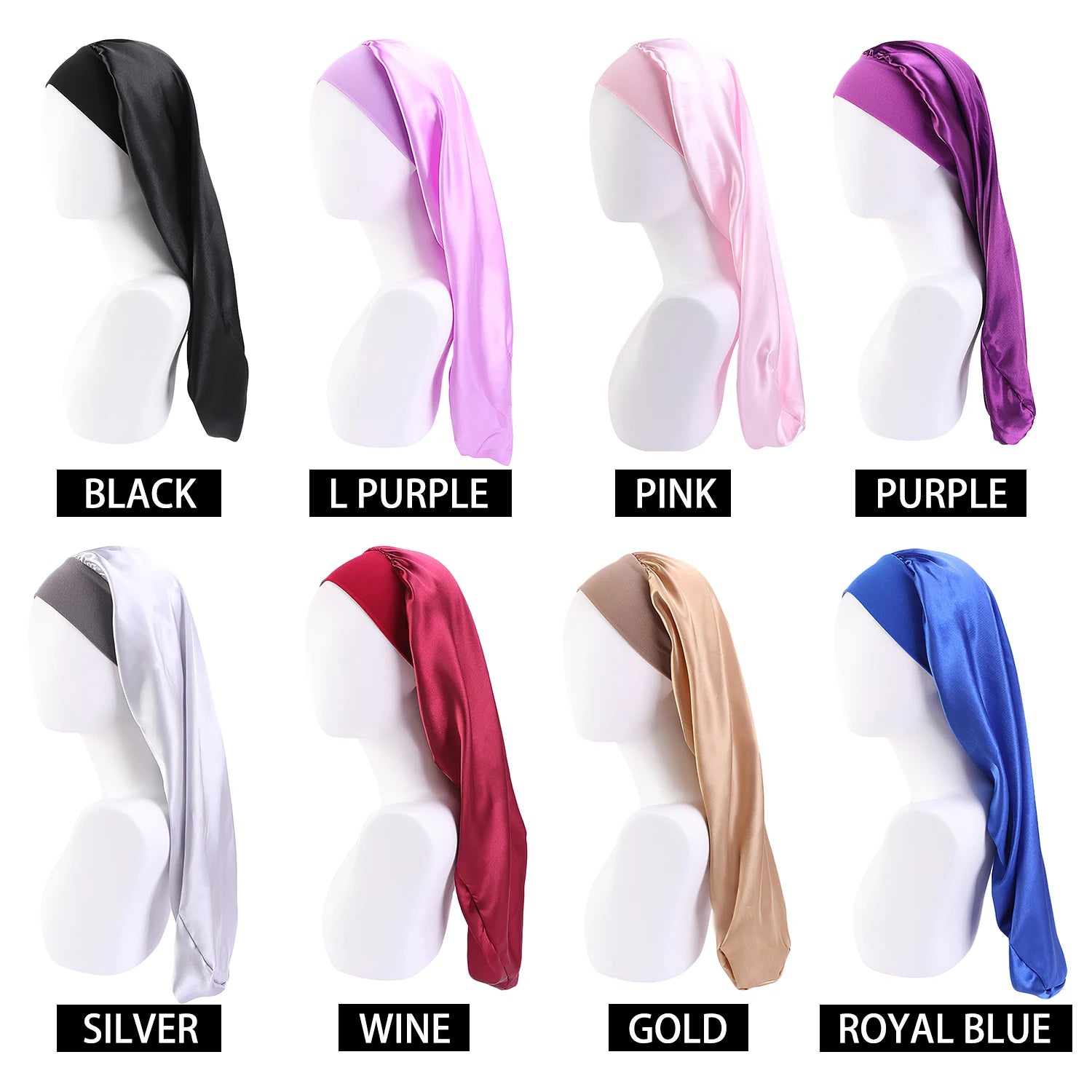 Long Silk Bonnet For Sleeping With Wide Elastic Band | Comfortable Head Cover For Night Sleep |Hair Care  |Women Long Hair - Glamour Touch