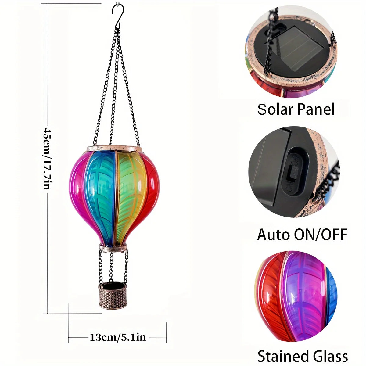 Solar Hot Balloon Outdoor LED Flame Appearance Hanging Lantern Decorative Light For Patio Garden Porch Yard