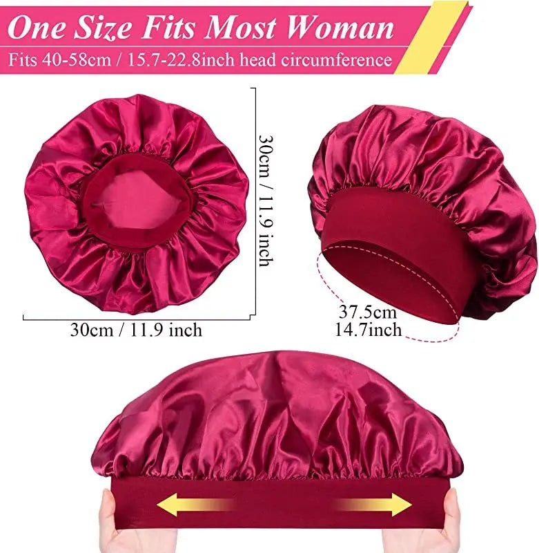 Large Satin Bonnet | Silk Bonnet Hair Wrap for Sleep | Sleep Cap With Elastic Soft Band | Big Bonnets for Women | Hair Care Caps - Glamour Touch