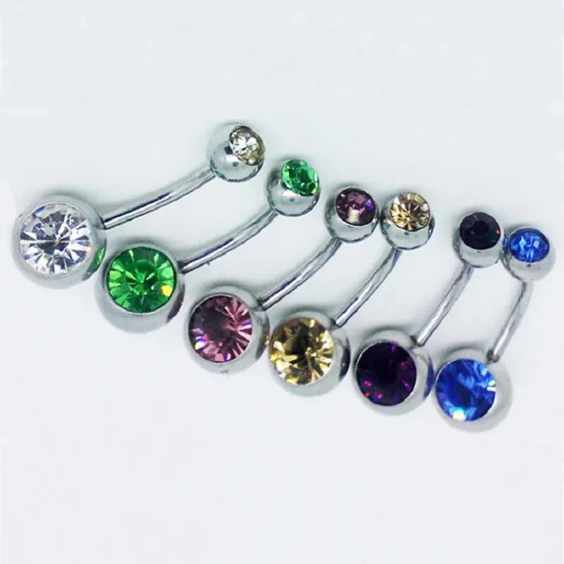 10 pcs/set Piercing Navel | Surgical Steel Single Crystal Rhinestone Belly Button Rings | Navel Piercing |Ombligo 5/8mm Ball - Glamour Touch