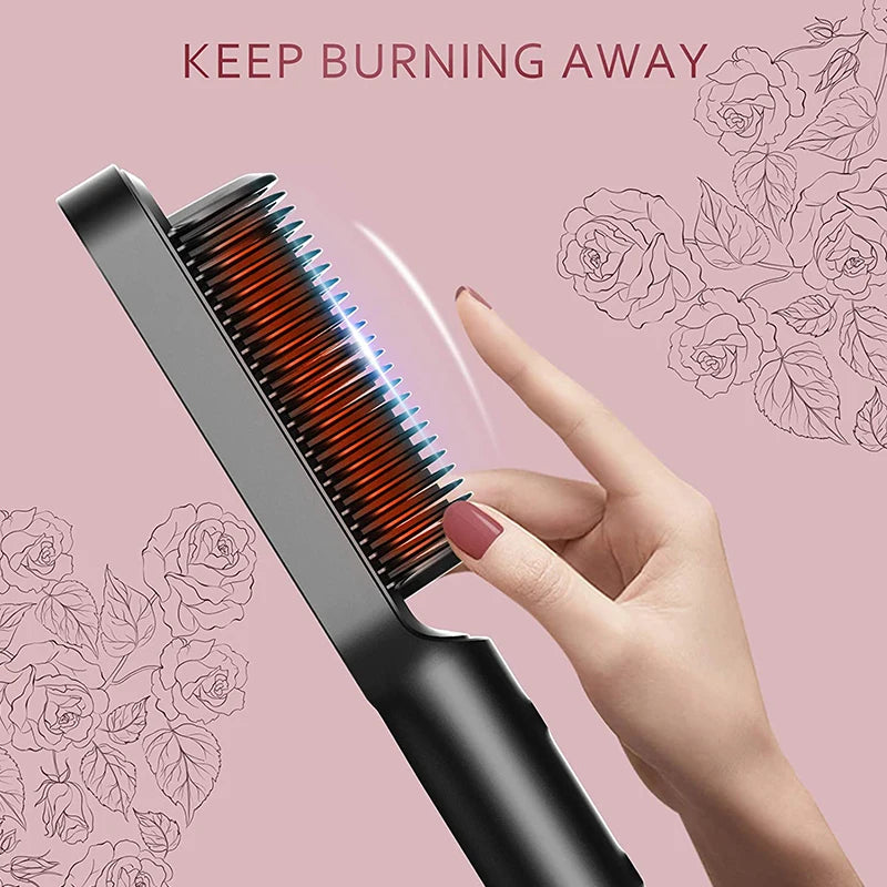 Home Use Professional Electric Flat Iron | LCD Display Fast Ceramic Multi-function Hair Straightening Brush - Glamour Touch