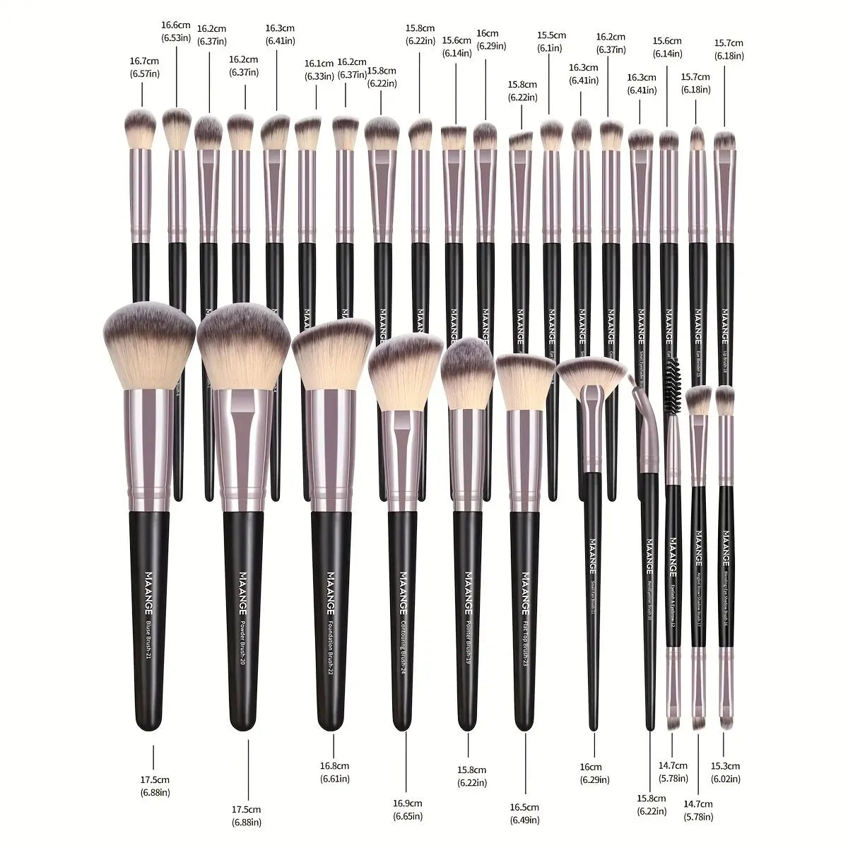 30 pcs Professional Makeup Brush Set | Foundation Concealers | Eye Shadows Powder Blush Blending Brushes | Beauty Tools with Bag - Glamour Touch