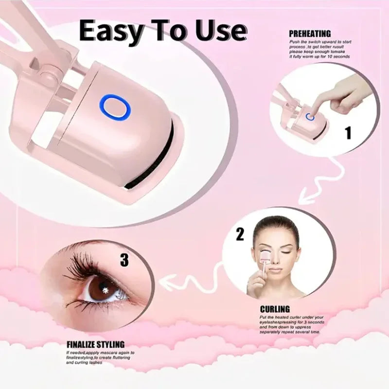 Electric Eyelash Curler USB Charging Model |Fast Heating Portable Eye Lash Perm Shaping and Lasting Curling | Thermal Eyelash Clip