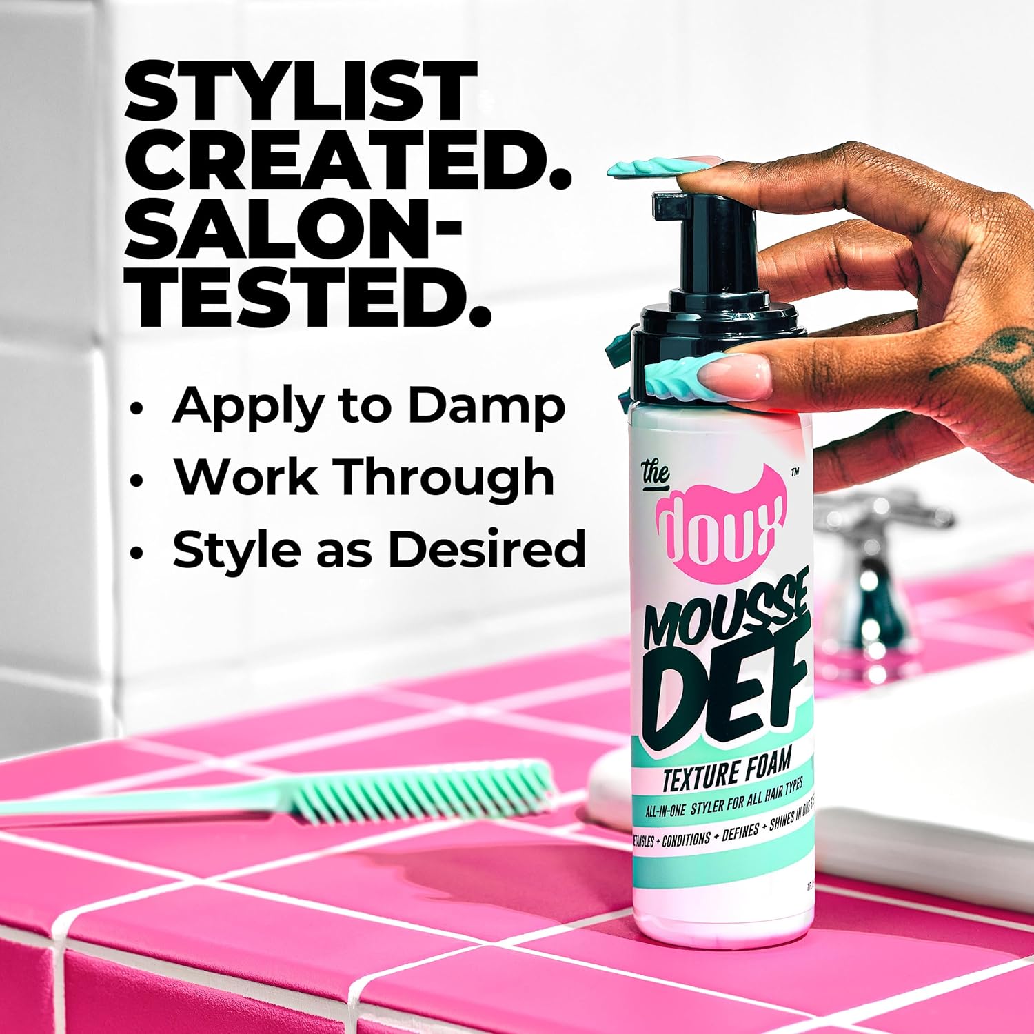 The Doux Mousse Def Texture Foam, All in One Styler for All Hair Types, 207 ml