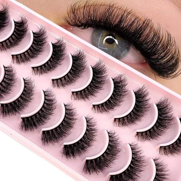 Glamour Touch Mink Eyelashes - 10 Pairs of Long, Natural, 3D Mink Lashes