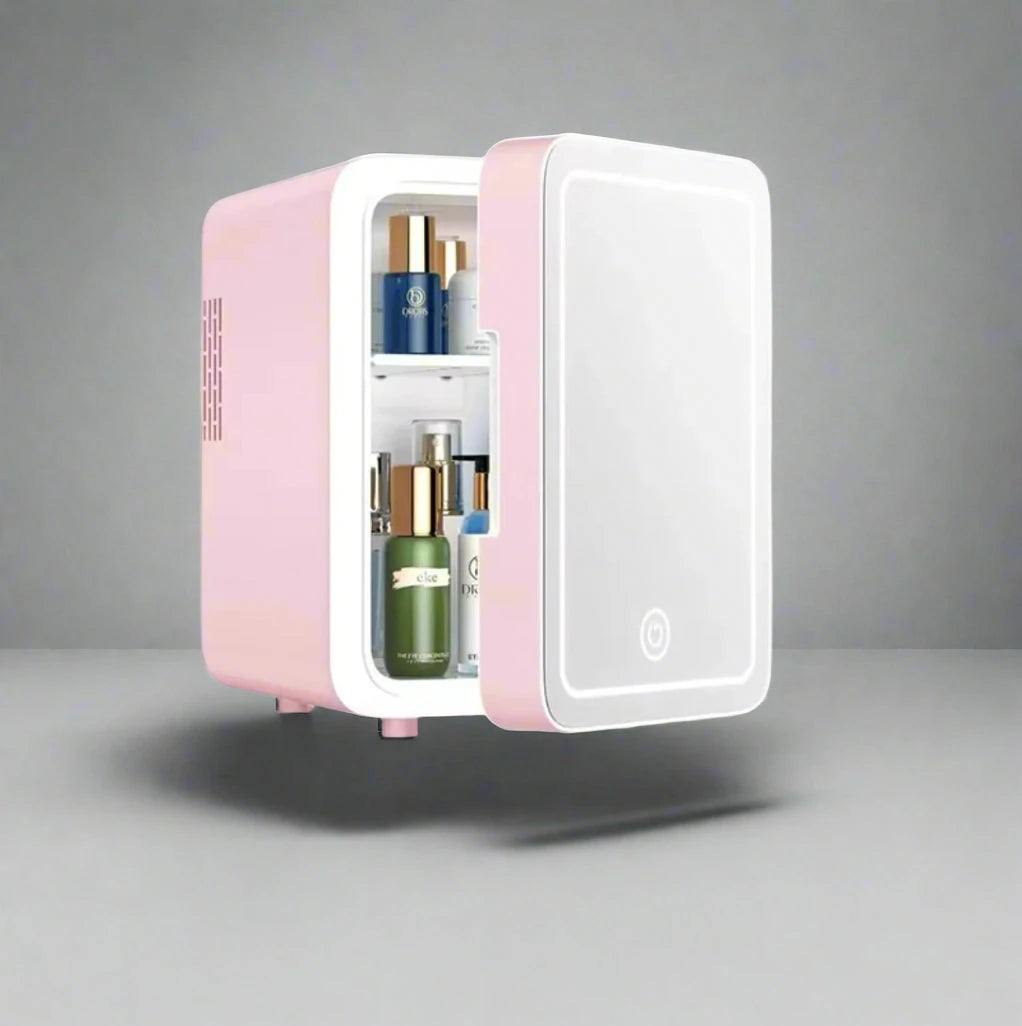 4L Skincare Fridge with LED Mirror Display - Front View